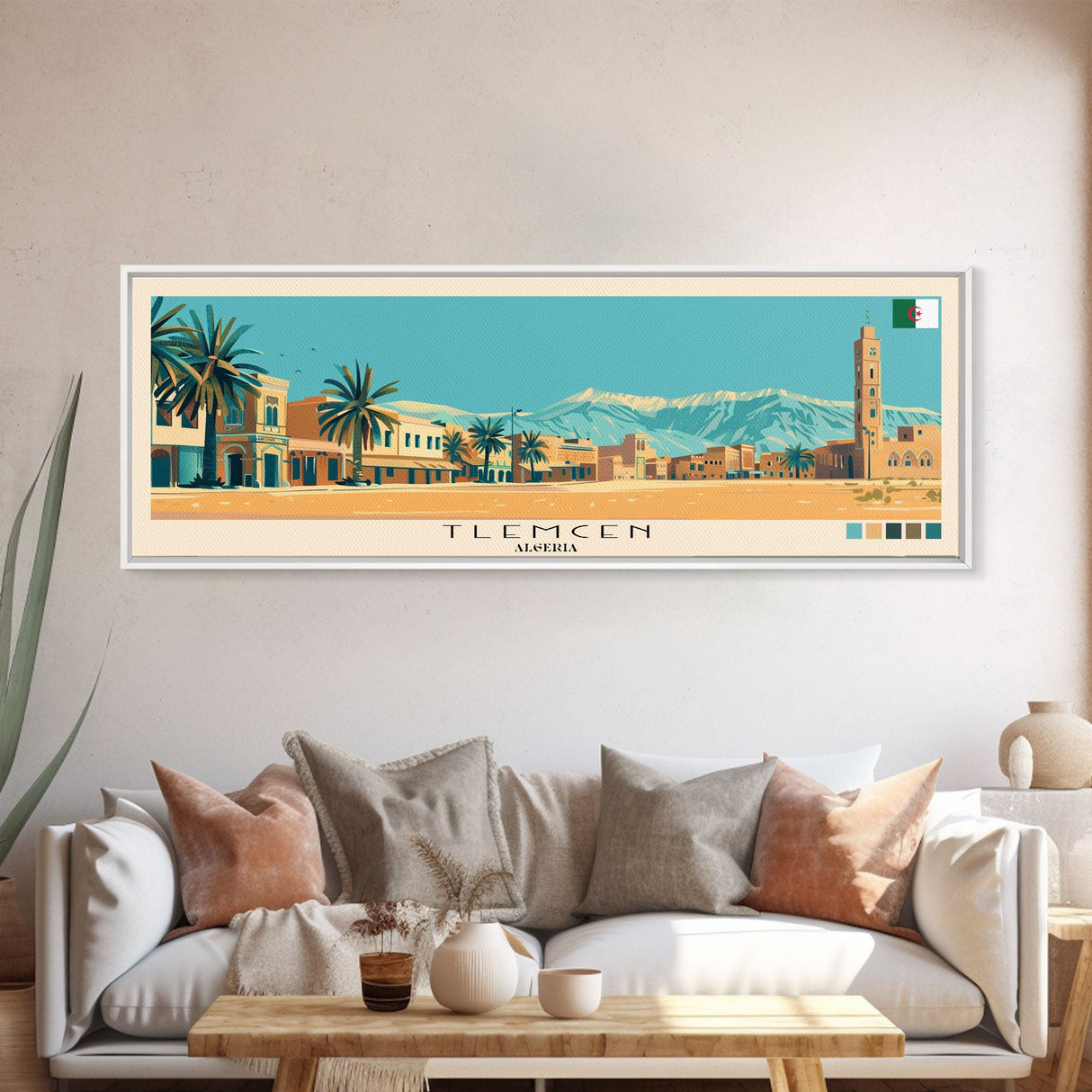 Tlemcen, Algeria Panoramic Canvas Print, Tlemcen, Algeria Painting, Algeria Art, Tlemcen Travel Poster, Travel Art, Housewarming Gift