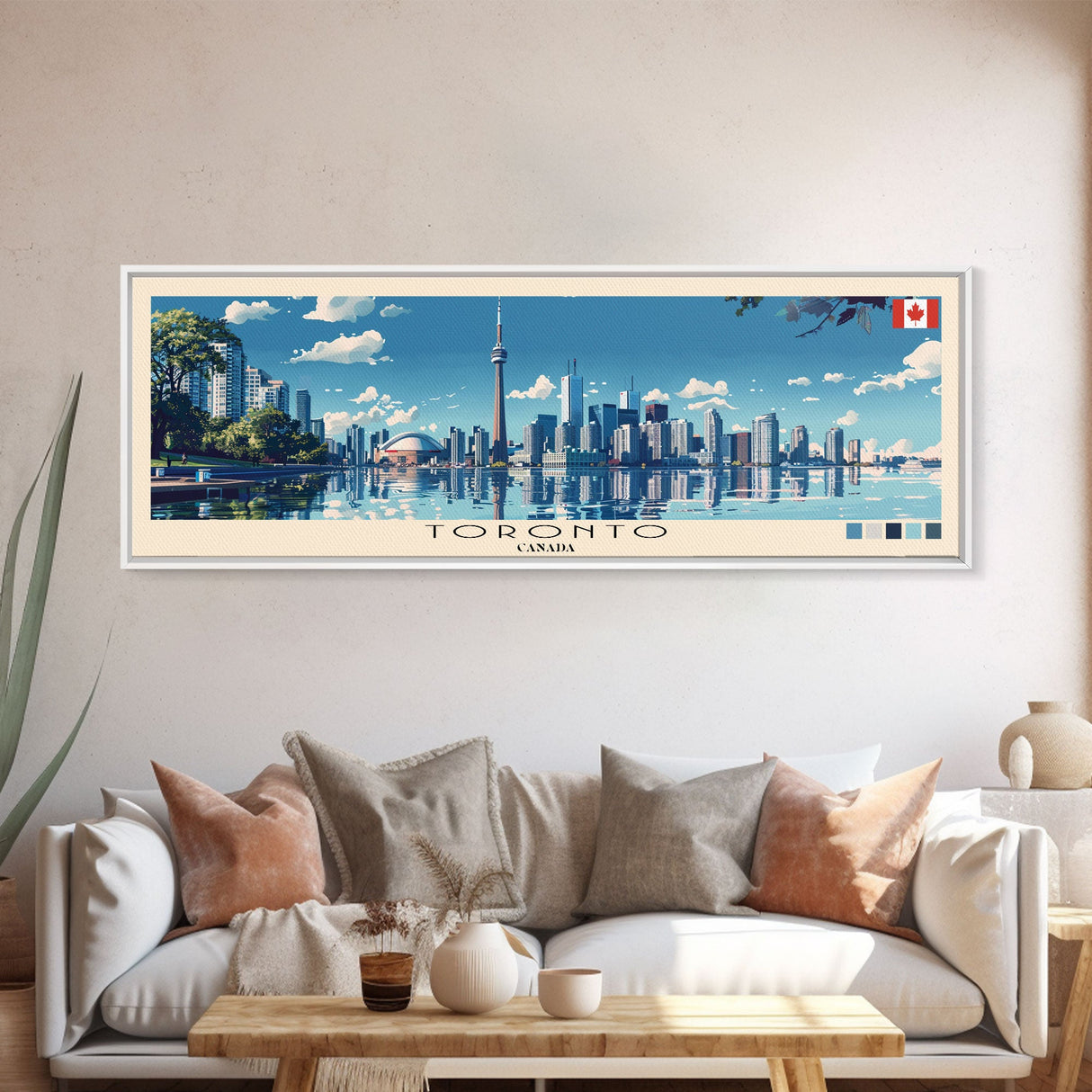 Toronto, Canada Panoramic Canvas Print, Toronto, Canada Painting, Canada Art, Toronto Travel Poster, Travel Art, Living Room Painting