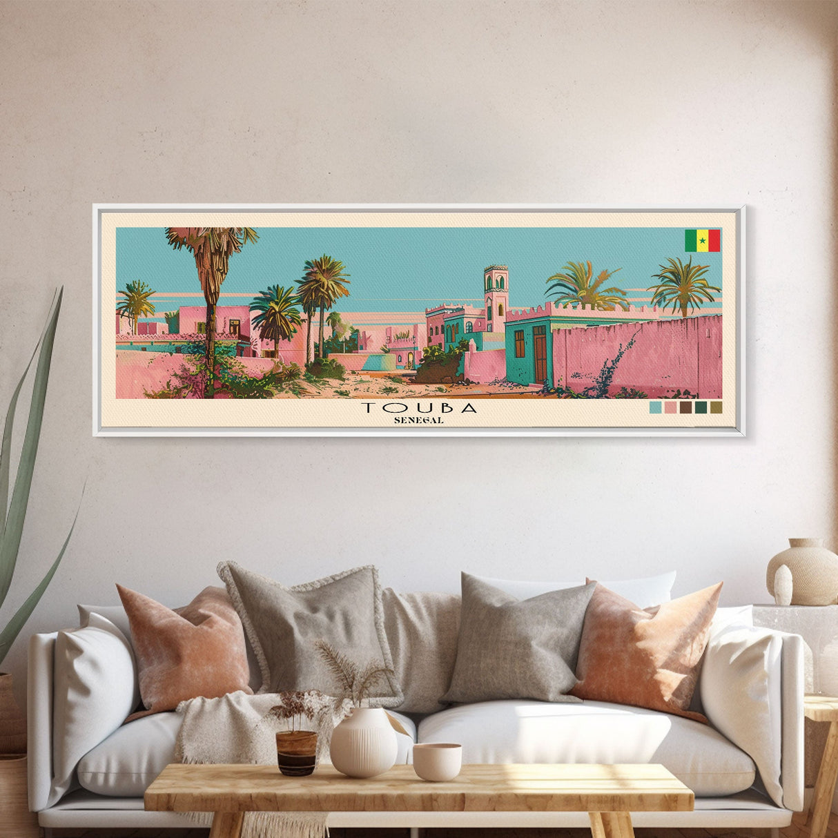 Touba, Senegal Panoramic Canvas Print, Touba, Senegal Painting, Senegal Art, Touba Travel Poster, Travel Art, Guest Room Painting