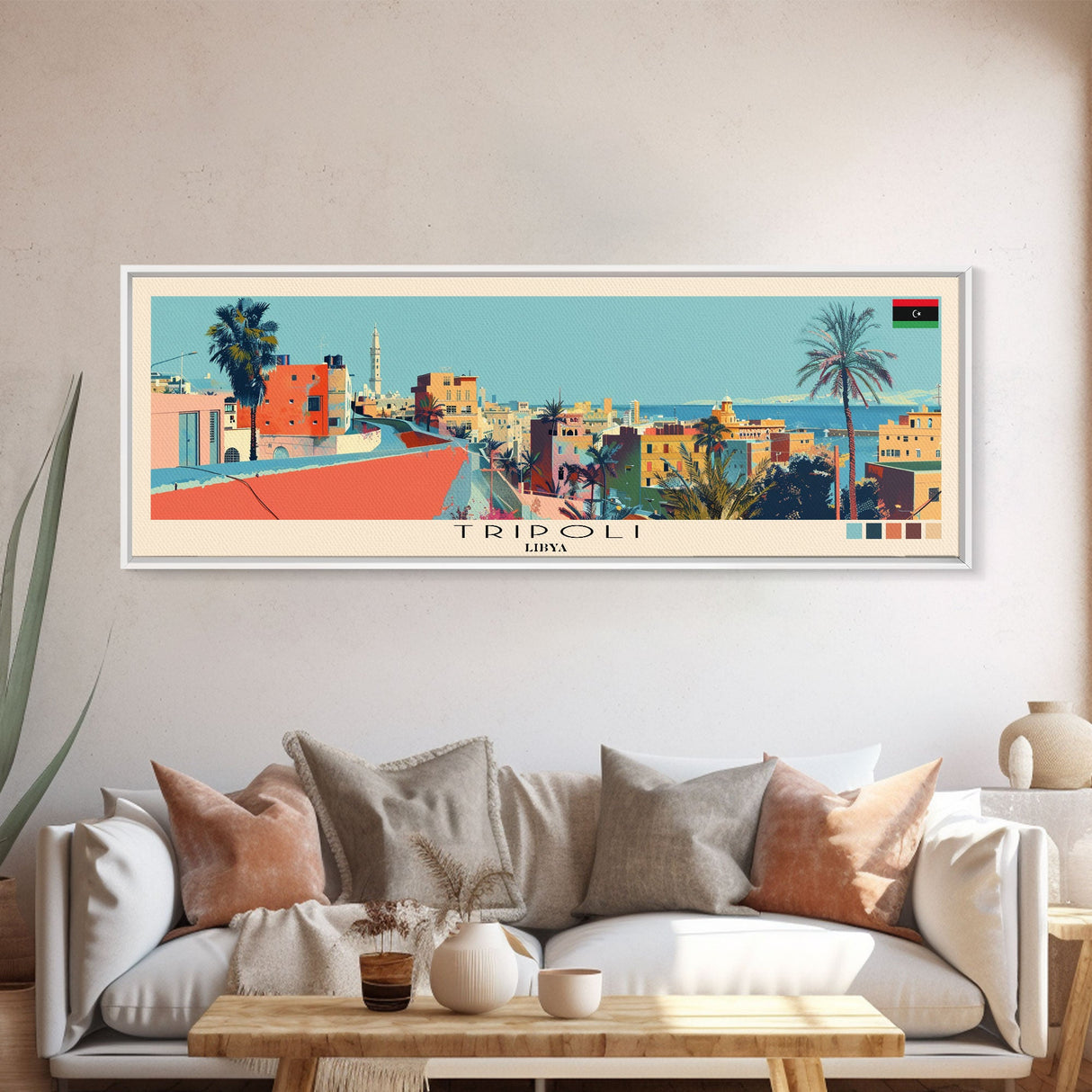 Tripoli, Libya Panoramic Canvas Print, Tripoli, Libya Painting, Libya Art, Tripoli Travel Poster, Travel Art, Living Room Painting