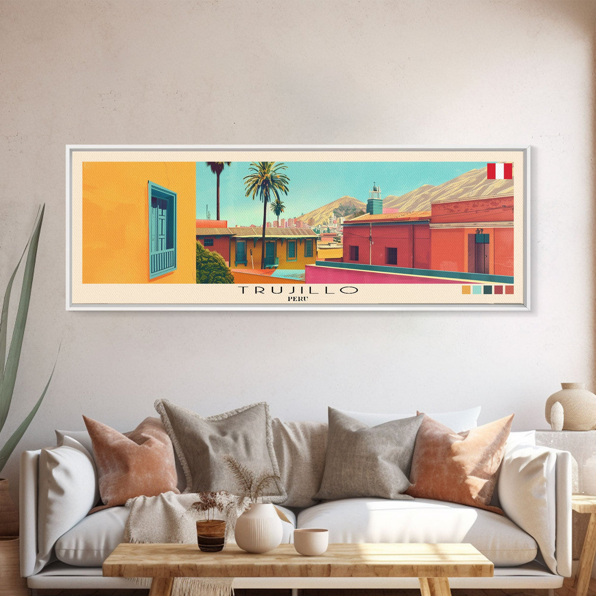 Trujillo, Peru Panoramic Canvas Print, Trujillo, Peru Painting, Peru Art, Trujillo Travel Poster, Travel Art, Guest Room Painting