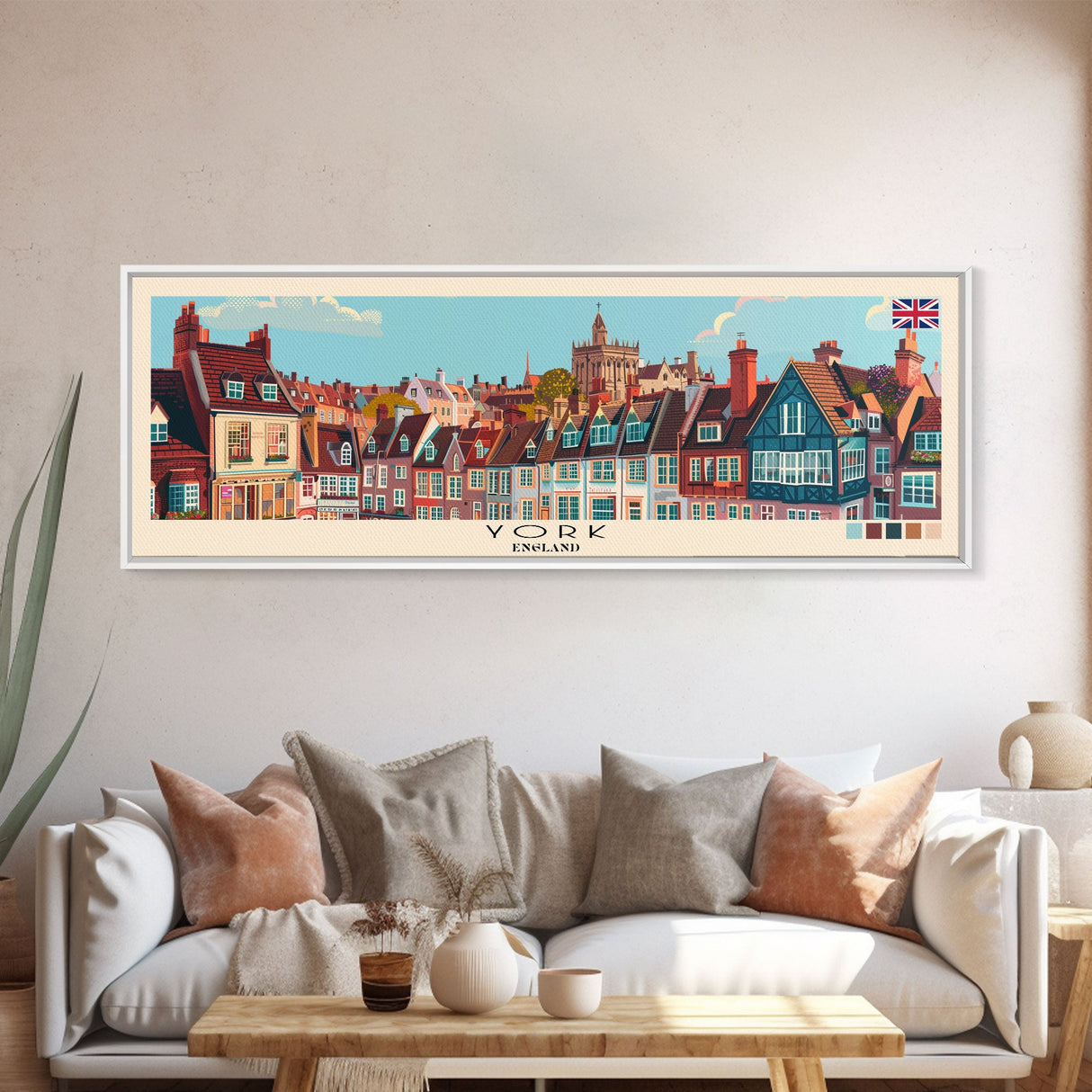 York, England Panoramic Canvas Print, York, England Painting, England Art, York Travel Poster, Travel Art, Vacation Gift