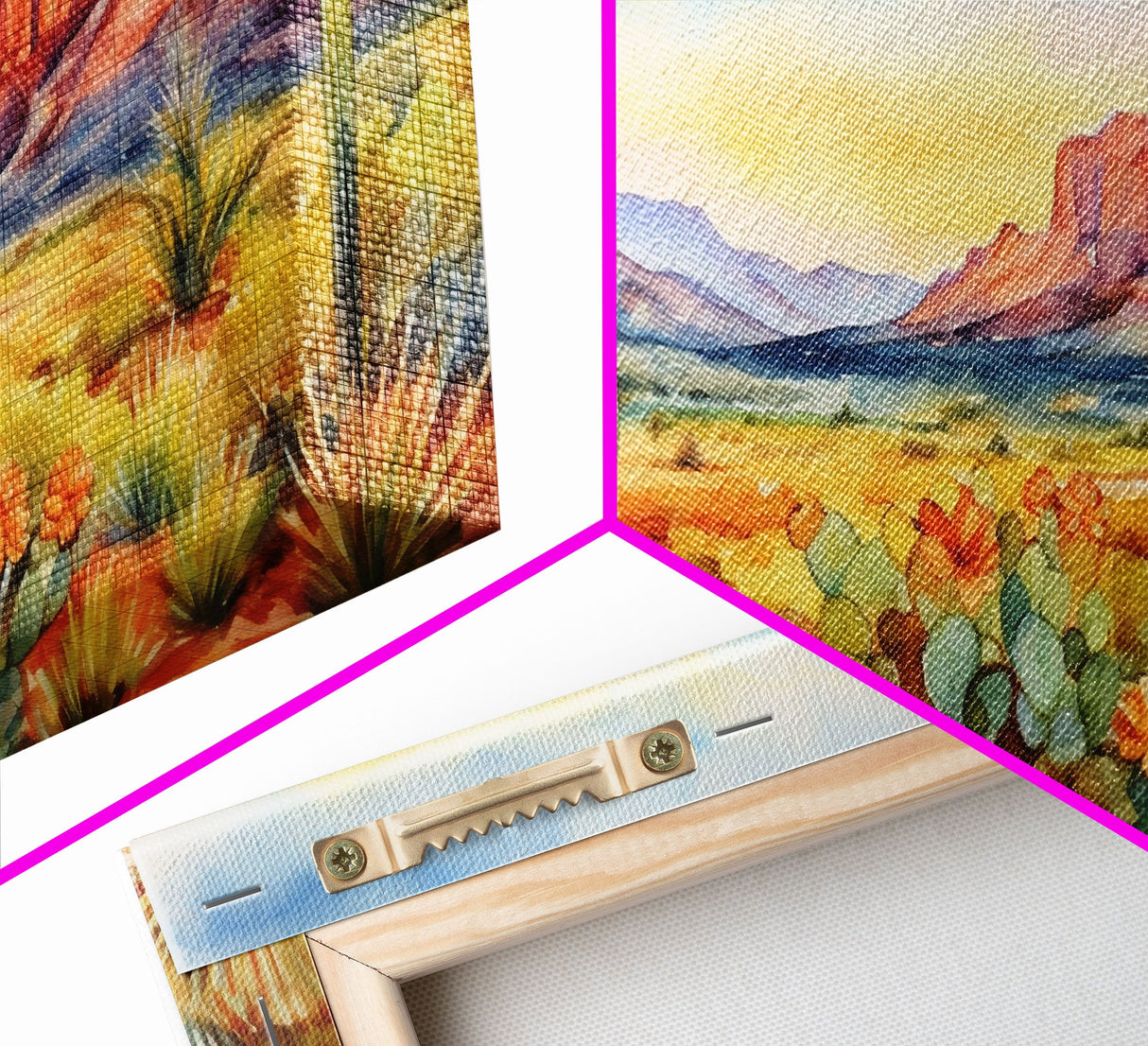 Southwestern Room Decor, Retro Desert Art, Set Of 3, Framed Canvas Prints, Wall Decor, Nursery Decor, Living Room Decor, Home Decor