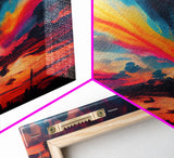 Psychedelic sunset, beautiful colorful wall art, 3 piece canvas print, three piece wall art, living room above the couch art, sun rise art