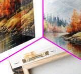 River Wall Art, Watercolor Wall Art, Nature Art, Fall Art, Canvas Print, Wall Hanging, Panoramic Art, Nature Painting, Appreciation Gift