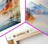 Lake Art. Mountains Wall Art, Fall Art, Nature Art, Watercolor Wall Art, Canvas Print, Wall Hanging, Panoramic Art, Farmhouse Wall Art