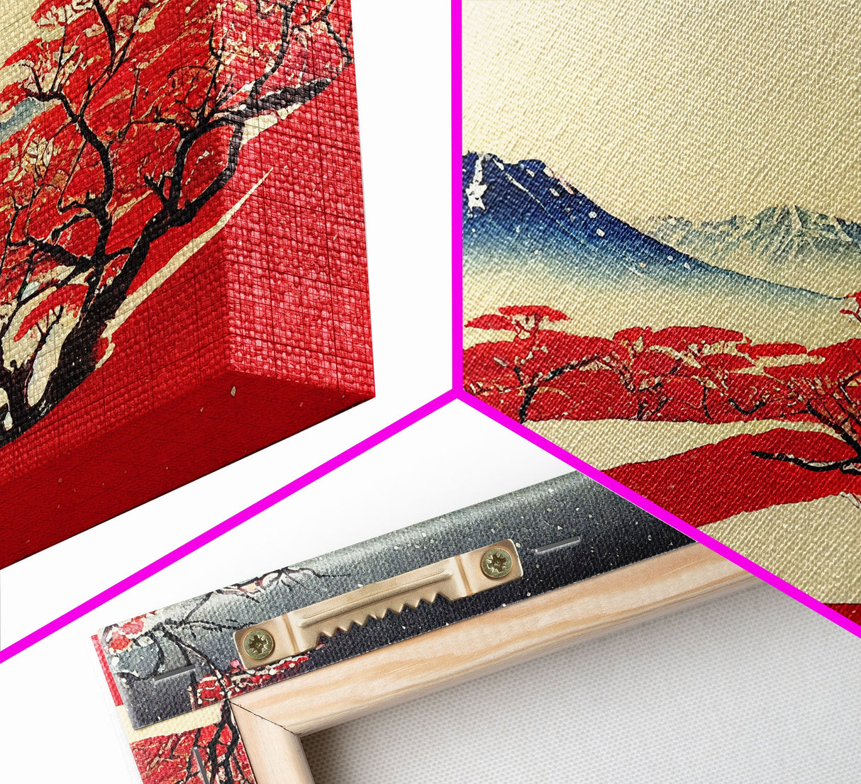 Mt. Fuji Panoramic Art, Framed Canvas Print, Japanese Style Art, Japanese Traditional Art, Wall Art Japanese, Japanese Art Print Canvas