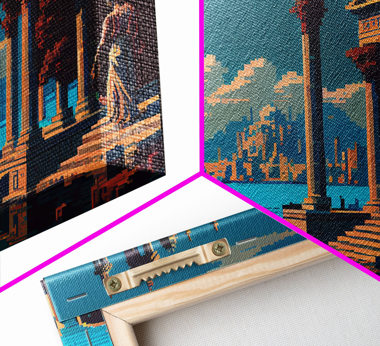 Ancient Roman Architecture, 8 bit pixel art, framed canvas print