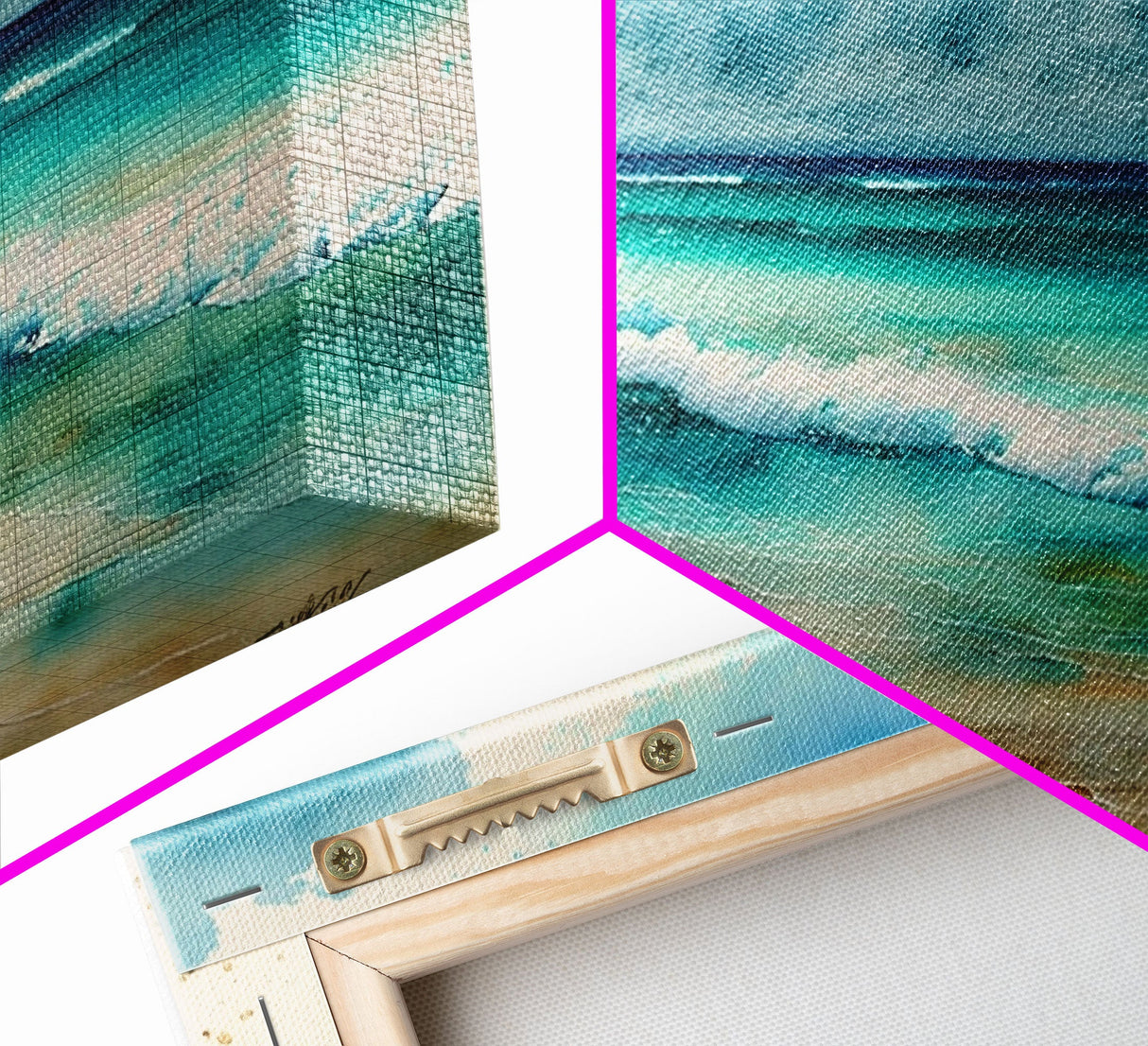 framed emerald green ocean art, beach wall art, framed wall art, living room wall decor, abstract landscape art, framed canvas print