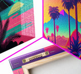 Retro 80s Style Art, 3 Panel Framed Canvas Prints, Canvas Wall Art, Synthwave / Vaporwave Aesthetic Retro Style Wall Art