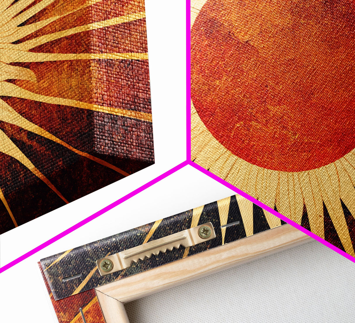 Abstract Midcentury Modern Sunburst, Canvas Print, Art Deco Style wall art, sun with sun rays, sun burst, boho style