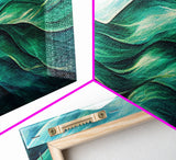 Ocean waves abstract art, canvas print, water color, sea green waves