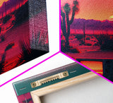 Surrealist Art, Retro TV Abandoned In The Desert, Statement Piece, but what? -  Framed Canvas Print - Synthwave Sunset Desert Art