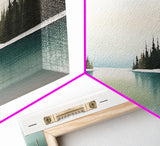 Watercolor Landscape Wall Art Print, Lake, Pine Trees, Horizon, Winter, Snow, Large Canvas Art Print, Panoramic, Wall Art, Canvas Print