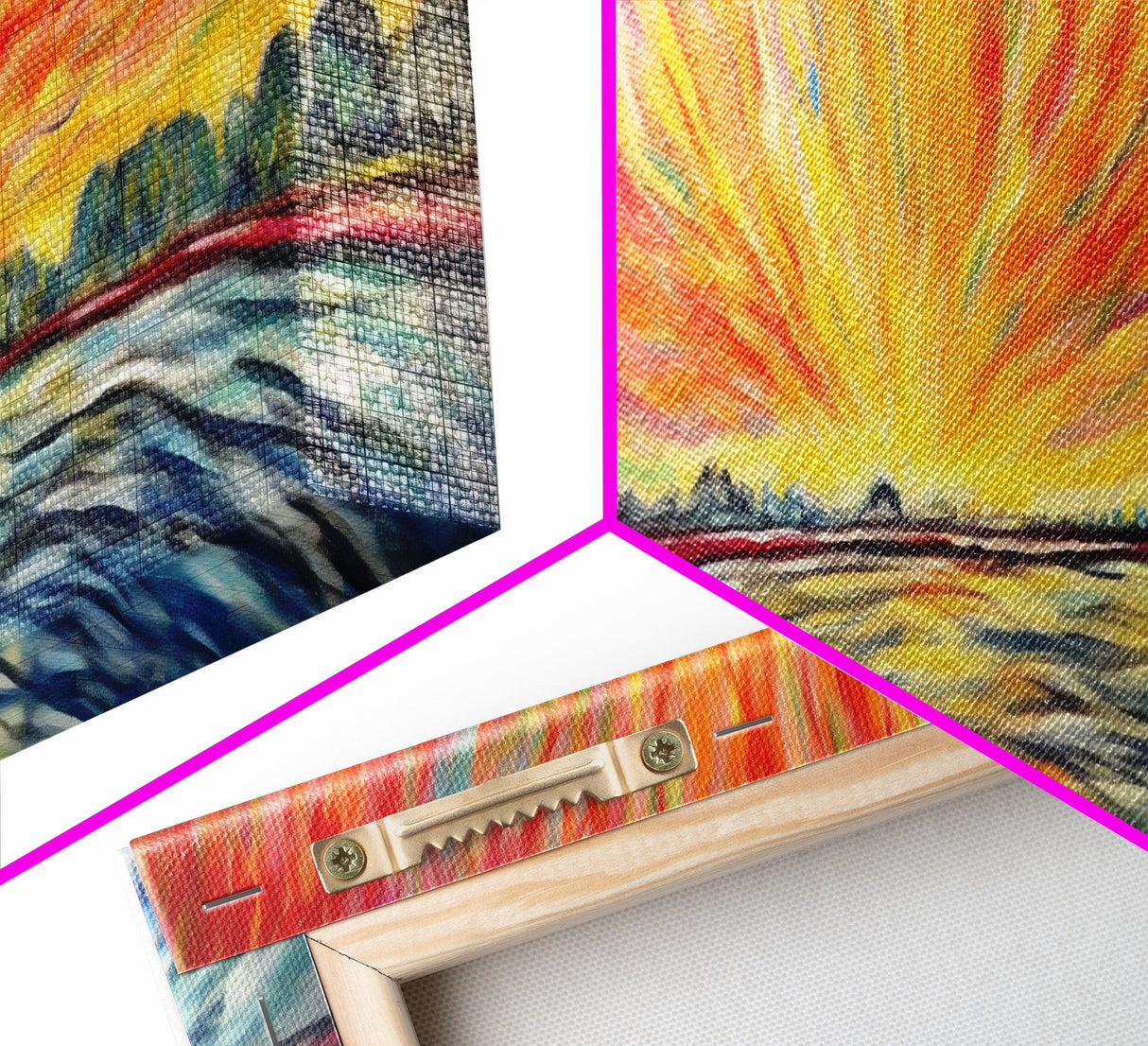 Abstract Beach Wall Art, Colorful Abstract Nature, Framed Abstract Print Art, Sunset, Beach, Vibrant Art, Panoramic, Wall Art, Canvas Print