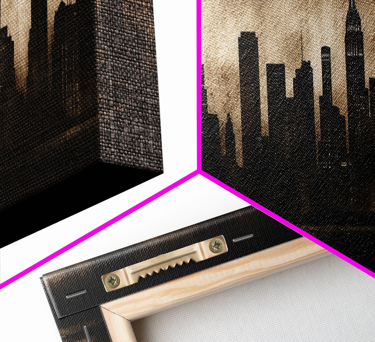 City Skyline Grunge Wall Art Canvas Print, City Art, Dark Urban Art, Large Urban Art Print, Wall Decor, Panoramic, Wall Art, Canvas Print