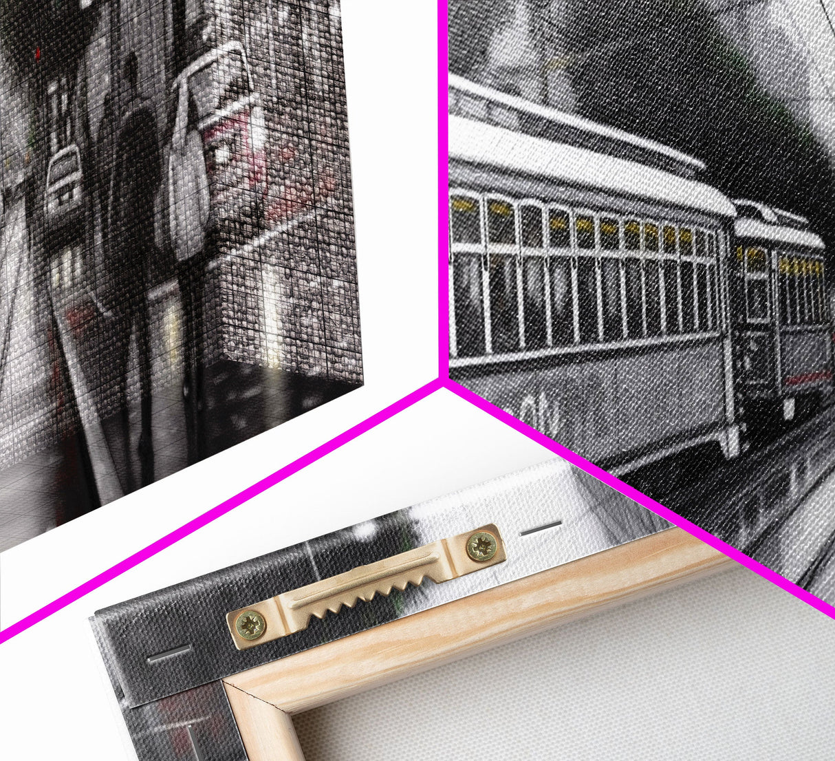 Tram In The City Canvas Print, Large Urban Art Print, City Art, Cityscape, Streetcar Wall Decor, Panoramic, Wall Art, Canvas Print