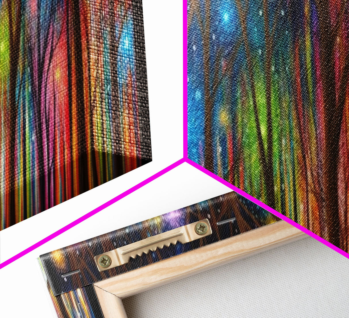 Abstract Forest Art, Woods Wall Art, Forest Art Print, Sparklers, Stars, Colorful Canvas Print, Panoramic, Wall Art, Canvas Print