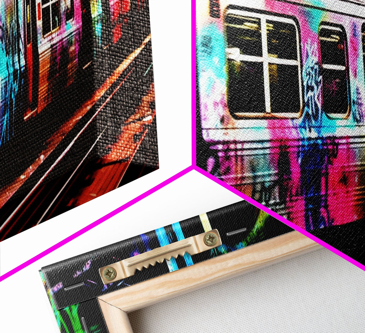 Urban Canvas Art, Graffiti On Abandoned Subway Train, Urban Art, Wall Decor, Large Framed Canvas Print, Panoramic, Wall Art, Canvas Print