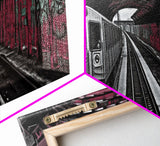 Pink Graffiti On Subway Train, Urban Art, Urban Canvas Art, Graffiti Art Canvas, Framed Canvas Print, Panoramic, Wall Art, Canvas Print