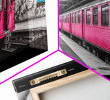 Graffiti On Subway Station, Graffiti Art Canvas, Pink Train, Wall Decor, Urban Art, Framed Canvas Print, Panoramic, Wall Art, Canvas Print