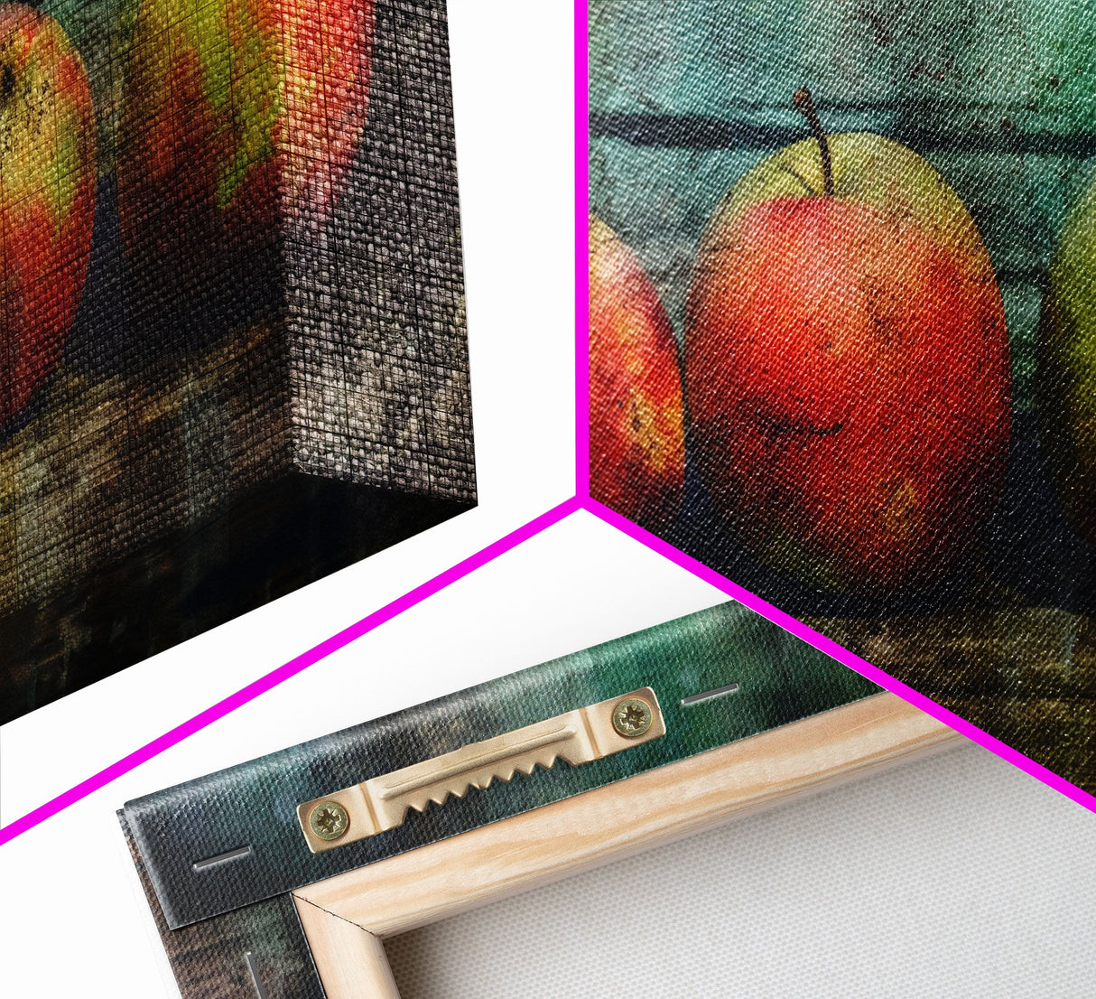 Apples Wall Art, Food Wall Decor, Grunge Wall Decor, Kitchen Wall Art, Panoramic Wall Decor, Canvas Print, Wall Art, Framed Canvas Art