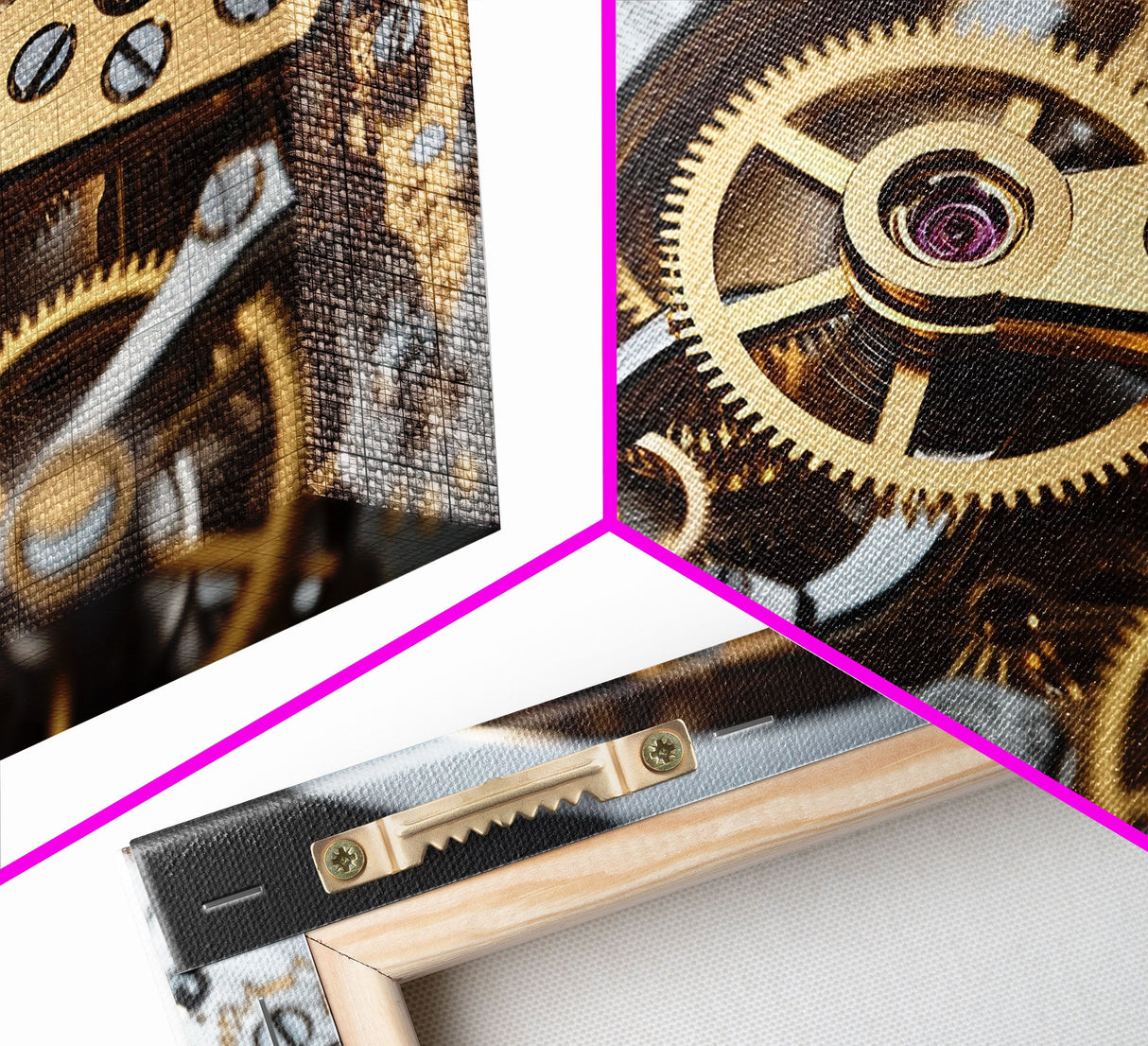 Clock Wall Decor, Watch Mechanism Wall Art, Watch Gears Wall Art, Panoramic Wall Decor, Canvas Print, Wall Art, Framed Canvas Art