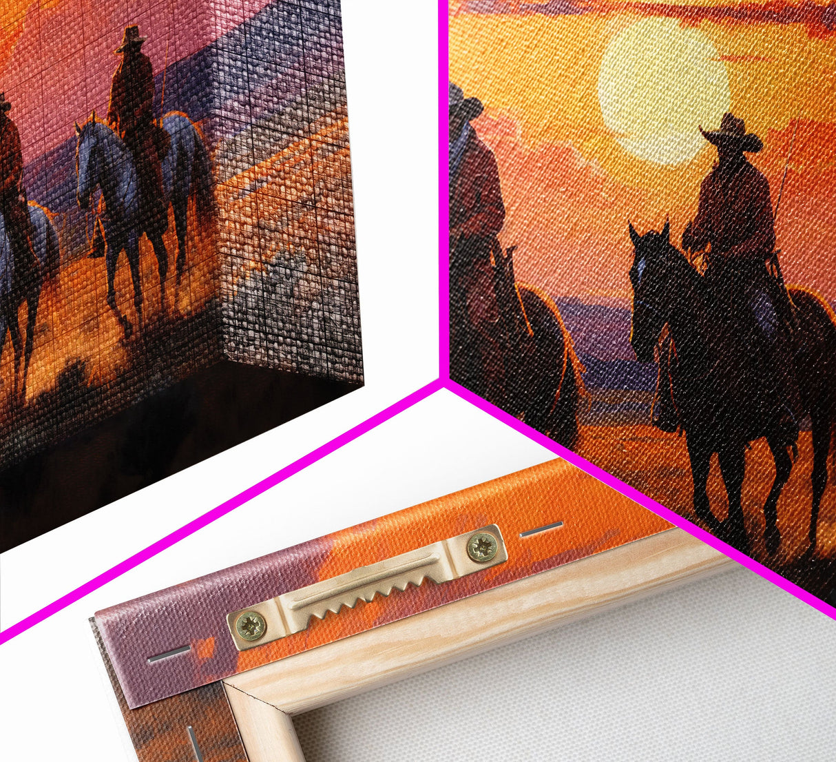 Cowboy Art, Horse Art, Western Wall Art, Panoramic Art, Wall Art, Canvas Art, Landscape Art, Western Wall Decor, First Home Gift, RV Decor