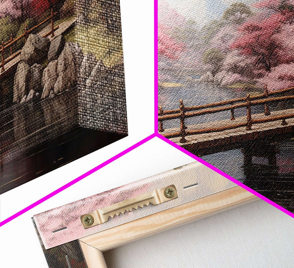 Japanese Wall Art, Cherry Blossoms, River Wall Art, Panoramic Art, Wall Art, Canvas Art, Landscape Art Print, Office Wall Art, Kitchen Art