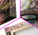 Cherry Blossoms, Japanese Wall Art, River Wall Art, Panoramic Art, Wall Art, Canvas Art, Landscape Art, Living Room Art, Tiny House Décor