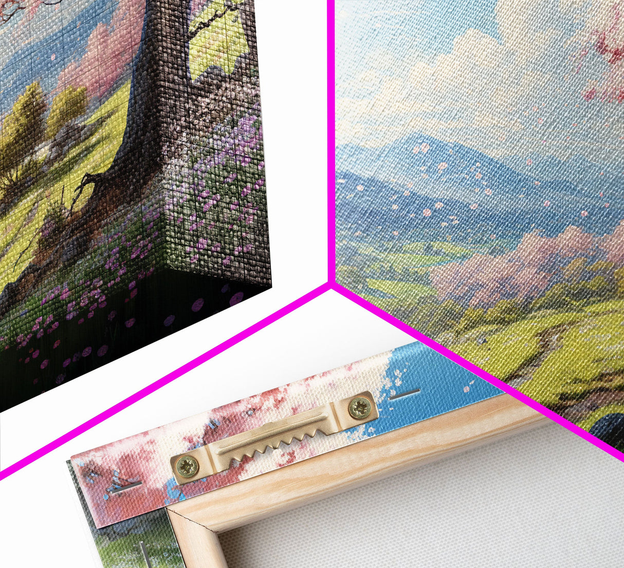 Cherry Blossom Art, Mountains Wall Art, Spring Art, Panoramic Art, Wall Art, Canvas Art, Landscape Art, Teacher Gift, Family Room Art