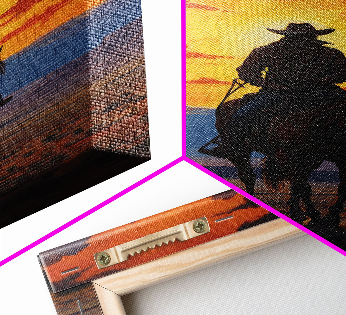 Cowboy Silhouette Wall Art, Western Wall Decor, Sunset Wall Art, Canvas Print, Wall Art, Vertical Art, Teen Boy Wall Art, Rustic Wall Decor