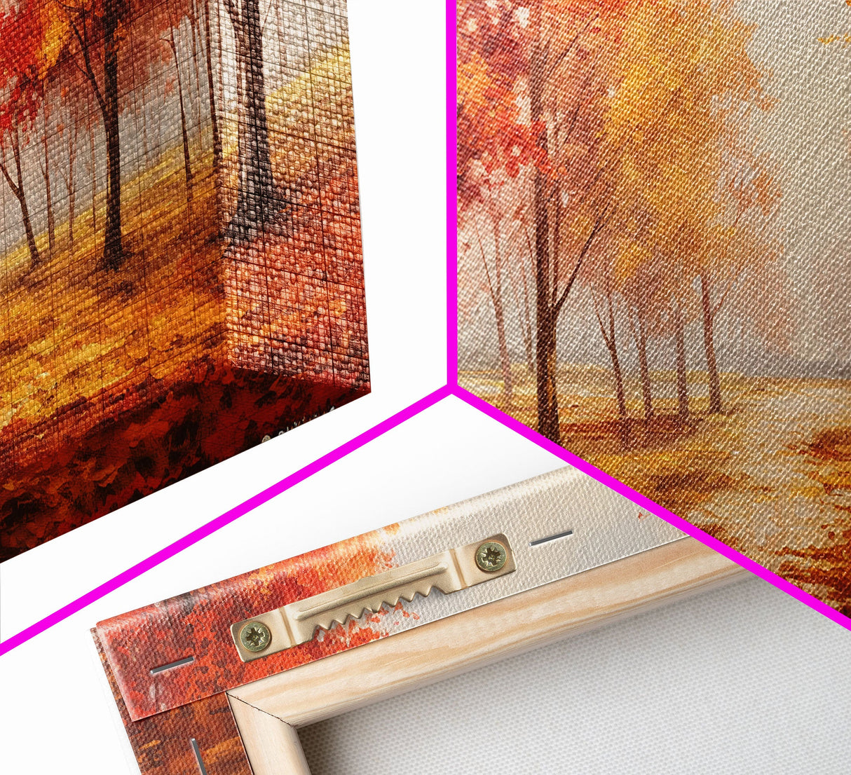 Fall Decor, 3 Piece Wall Art Set, Autumn Forest Oil Painting Canvas Prints, Fall Decorations, Halloween Art, Fall Forest Landscape Painting