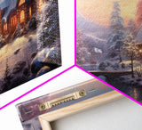 3 Piece Winter Scene, Framed Canvas Prints, Triptych Christmas Painting, Christmas Decor, Winter Art, Christmas Wall art, Xmas Art