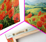 The Poppy Fields, Beautiful Red Flowers, Wildflower Art, Framed Canvas Prints, 3 Piece Set, Triptych, Wall Art, Botanical Art, Boho Decor