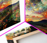 Night Starry Sky Landscape Colorful Night Sky Nature Living Room Wall Art Spiritual Starry, 3 Piece Wall Art, Ready To Hang Canvas Print