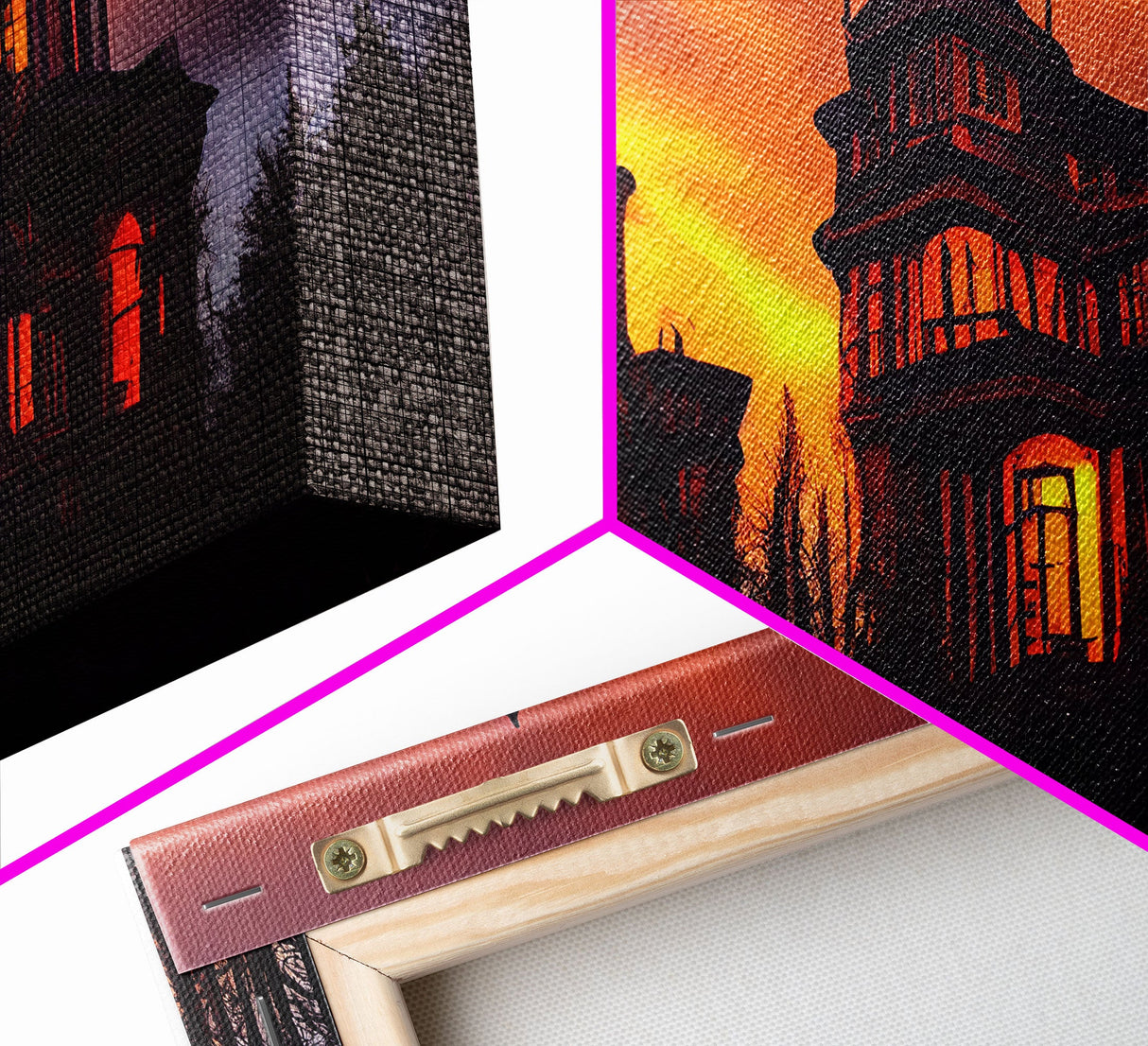 Spooky Victorian Haunted House, Panoramic Wall Art Canvas Print, Ready To Hang, Creepy Wall Decor, Gloomy Art, Scary Halloween Wall Decor