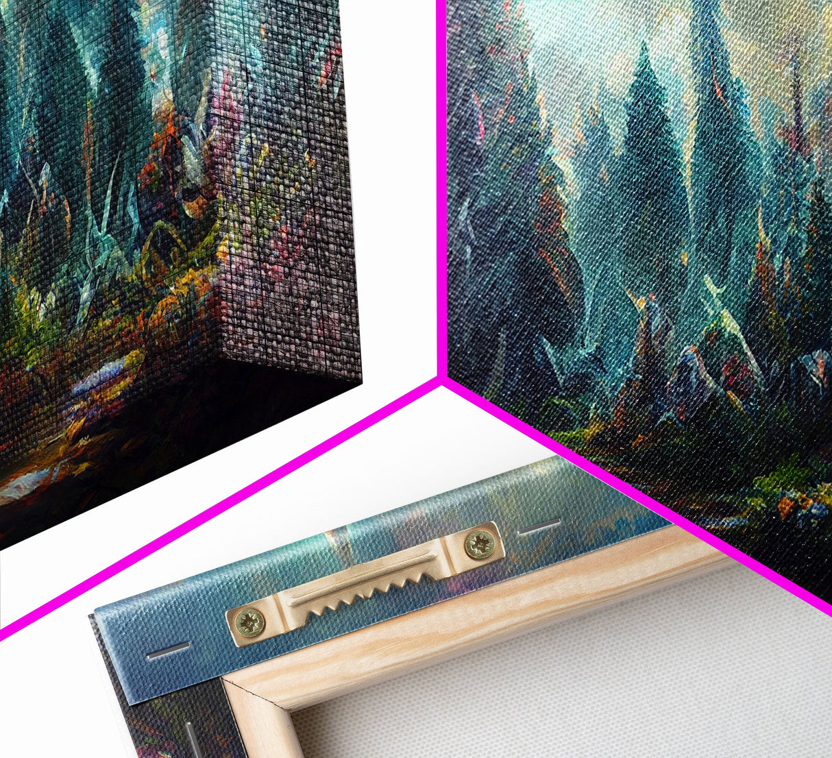 High Fantasy Forest Wall Art, Panoramic Art, Fantasy RPG Concept Art, 3 Piece Wall Art, Ready To Hang Canvas Print