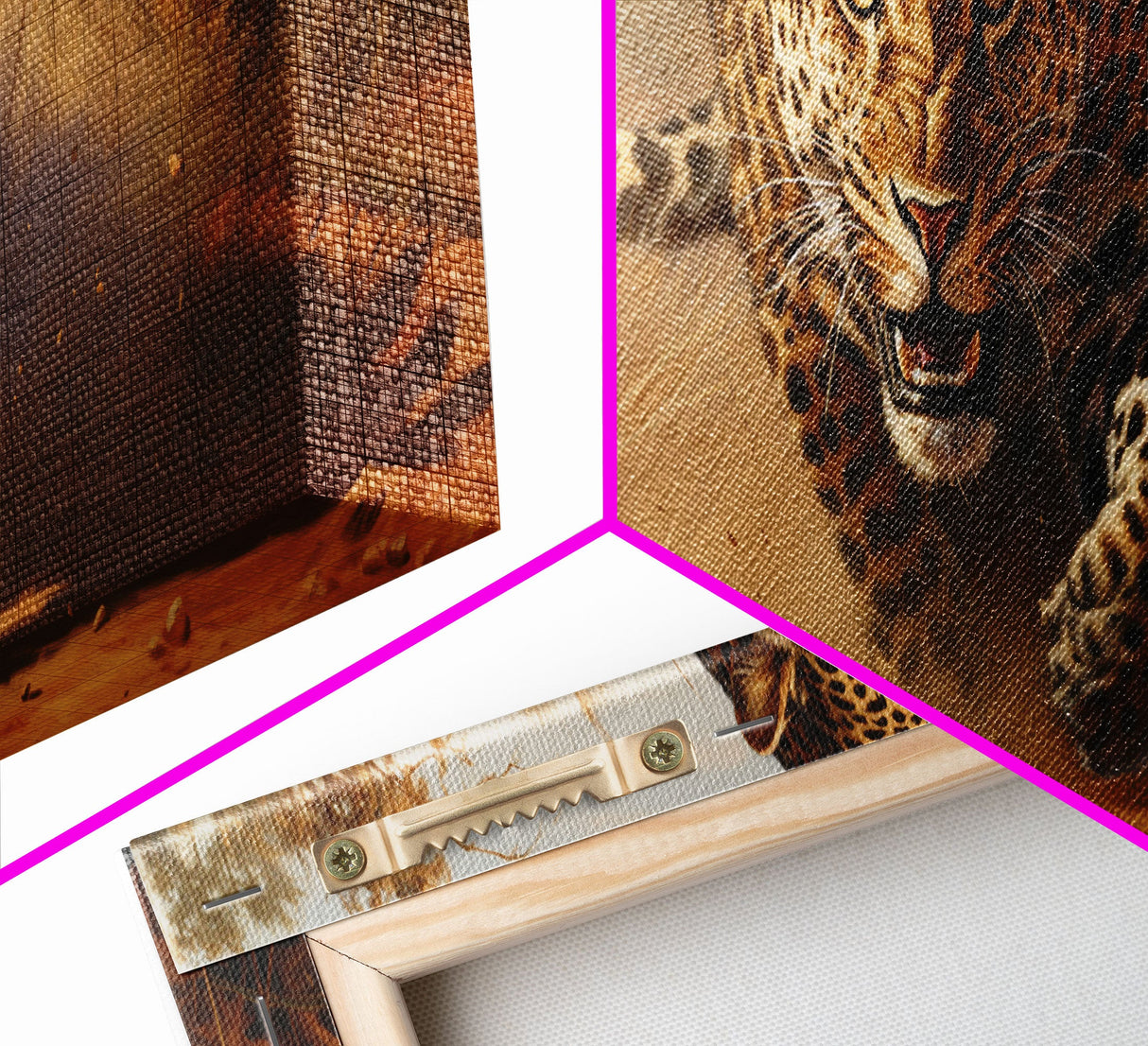 Panoramic Cheetah Wall Art, Framed Canvas Print, Cheetah Painting, Leopard Print