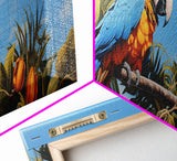 Panoramic Photo Print Of a Parrot, Framed Canvas Print, Tropical Beach Decor