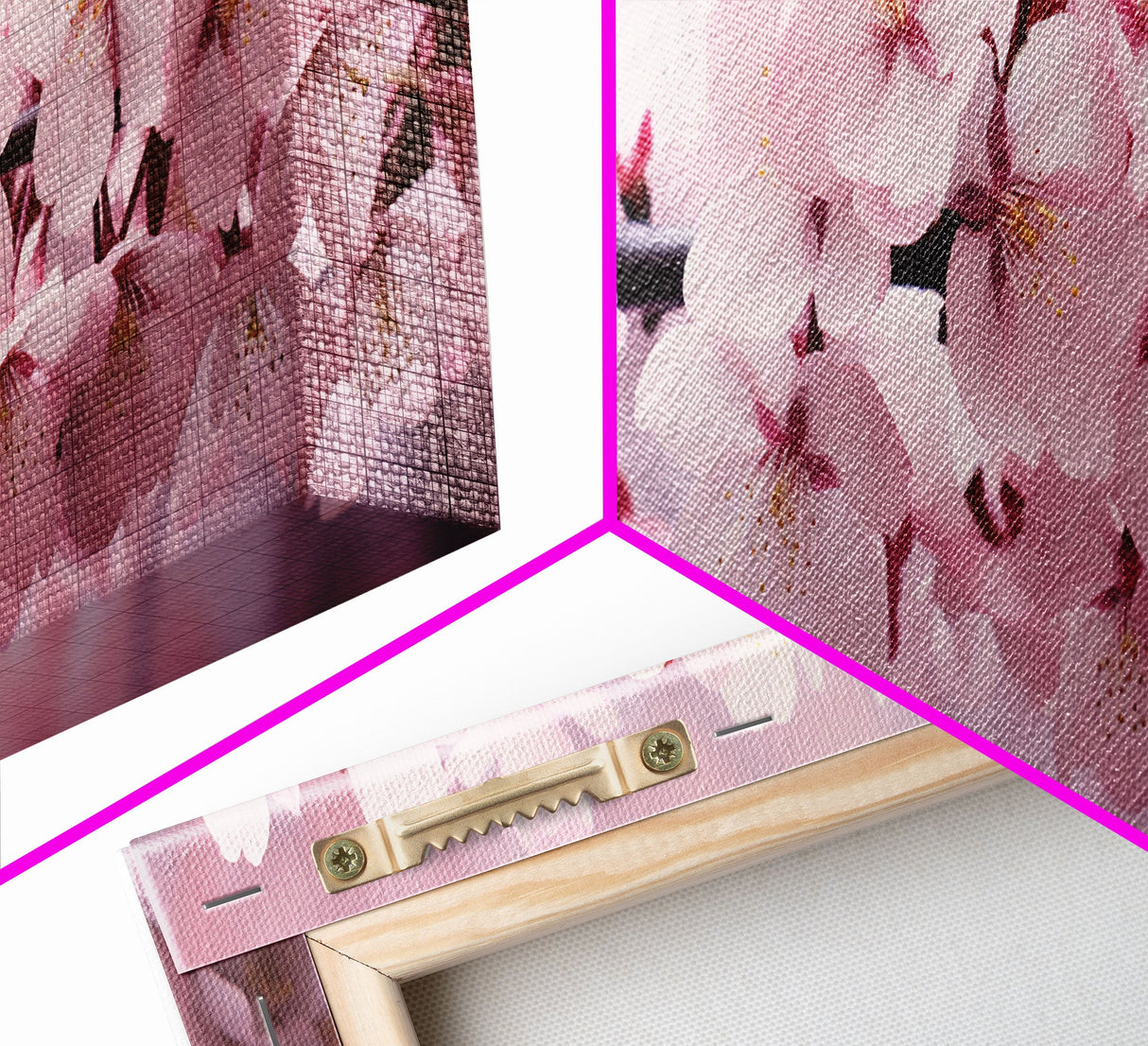 Cherry Blossoms In The Spring, Framed Canvas Print, Photography Print, Panoramic Wall Art, Above Sofa Decor