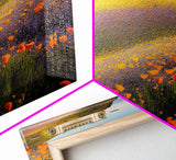 Orange and Purple Flowers in Bloom, Office Poster, Extra Large Wall Art, Framed Panoramic Canvas Print, Framed Wall Decor