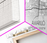 Panoramic Amarillo City Map, Texas Art, Map Print, Minimalist Wall Art, Canvas Art, Housewarming Gift, Street Map Art, Closing Gift