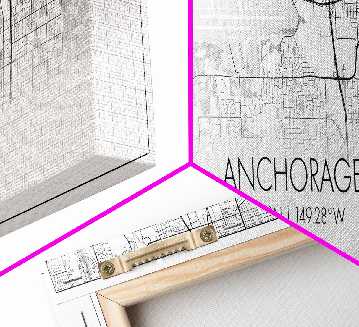 Panoramic Anchorage City Map, Alaska Art, Map Print, Minimalist Wall Art, Canvas Art, Housewarming Gift, Street Map Art, Closing Gift