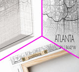 Panoramic Atlanta City Map, Georgia Art, Map Print, Minimalist Wall Art, Canvas Art, Housewarming Gift, Street Map Art, Closing Gift