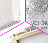 Panoramic Barcelona City Map, Spain Art, Map Print, Minimalist Wall Art, Canvas Art, Housewarming Gift, Street Map Art, Closing Gift