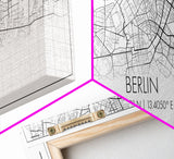 Panoramic Berlin City Map, Germany Art, Map Print, Minimalist Wall Art, Canvas Art, Housewarming Gift, Street Map Art, Closing Gift