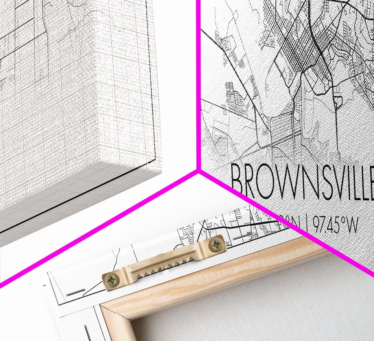 Panoramic Brownsville City Map, Texas Art, Map Print, Minimalist Wall Art, Canvas Art, Housewarming Gift, Street Map Art, Closing Gift