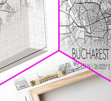 Panoramic Bucharest City Map, Romania Art, Map Print, Minimalist Wall Art, Canvas Art, Housewarming Gift, Street Map Art, Closing Gift