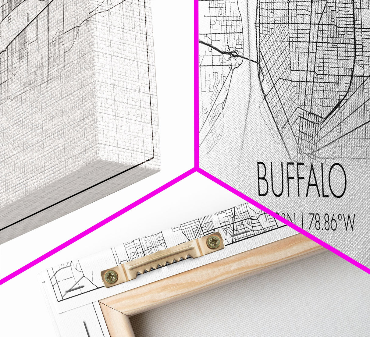 Panoramic Buffalo City Map, New York Art, Map Print, Minimalist Wall Art, Canvas Art, Housewarming Gift, Street Map Art, Closing Gift